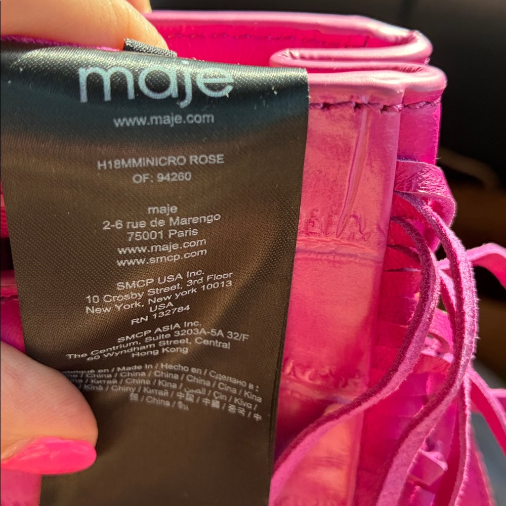 MAJE Pink Fringe Mini embossed-leather M bag NWOT - Picture 5 of 9